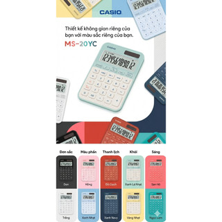 Máy Tính Casio MS-20UC Đa Sắc Màu - Tích Hợp Phím Tính Thuế (TAX) Cho Kế Toán, Chủ Shop