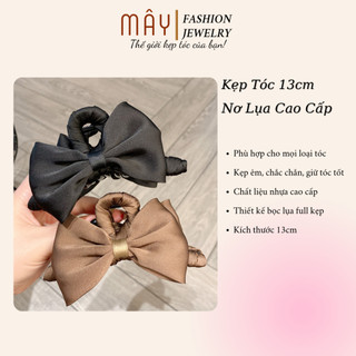 Kẹp tóc bọc lụa đính nơ 13cm • Mây Fashion Jewelry - K825.68