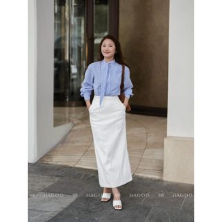 Chân váy kaki dáng dài công sở thiết kế HAGOO trẻ trung 3 màu Đen / Trắng/ Nâu be thanh lịch [CV941]