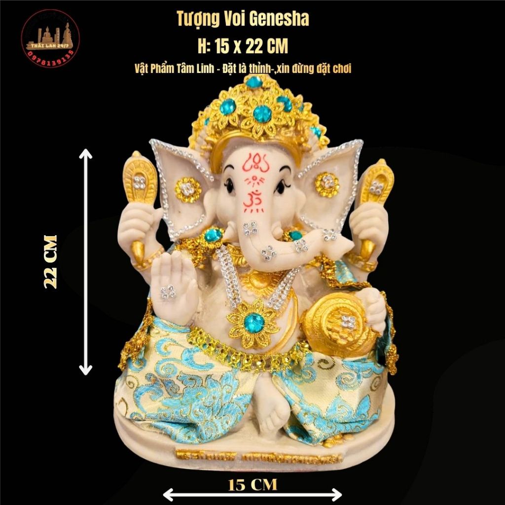 Tượng Decor Ganesha 22cm – Hoàn Thiện Tinh Xảo, Chi Tiết Sắc Nét
