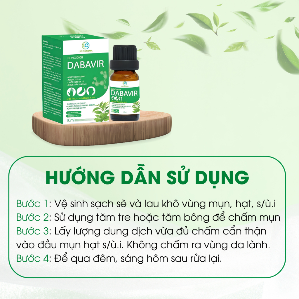 Dung Dịch Chấm Rụng Sùi Mào Gà, Mụn Li Ti , Hạt Ngọc Vùng Kín DABAVIR 10ml