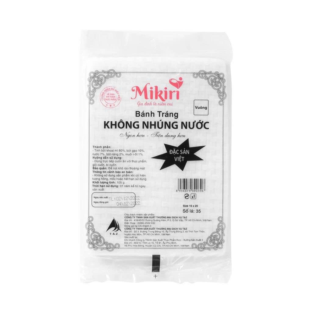 [Combo]Bánh Tráng Cuốn Dẻo, Không Cần Nhúng Nước Mikiri 30-35 Lá - Không Gãy, Dễ Cuốn
