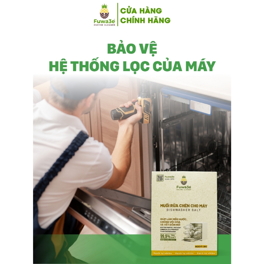 Muối Rửa Bát Cho Máy Rửa Chén Bát Làm Mềm Nước Tăng Hiệu Quả Ngăn Cặn Vôi 2kg
