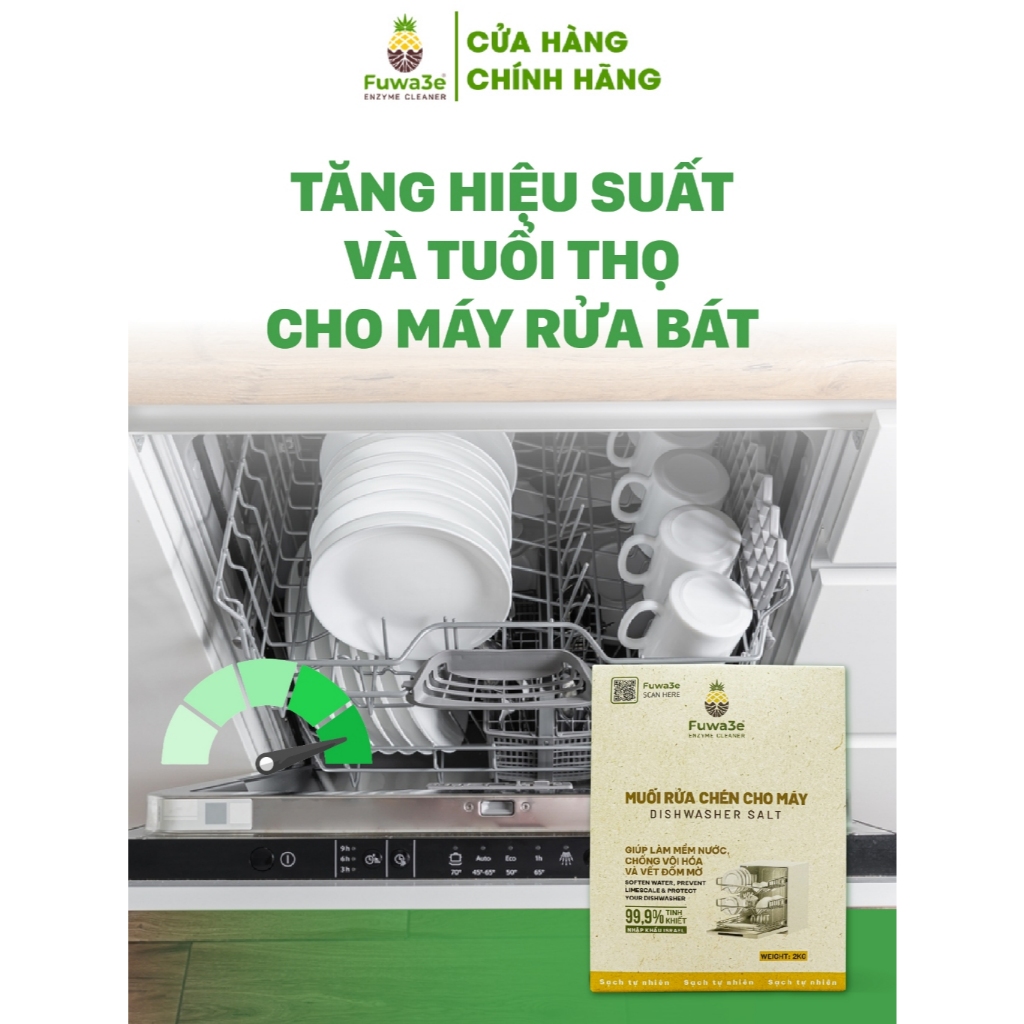 Muối Rửa Bát Cho Máy Rửa Chén Bát Làm Mềm Nước Tăng Hiệu Quả Ngăn Cặn Vôi 2kg