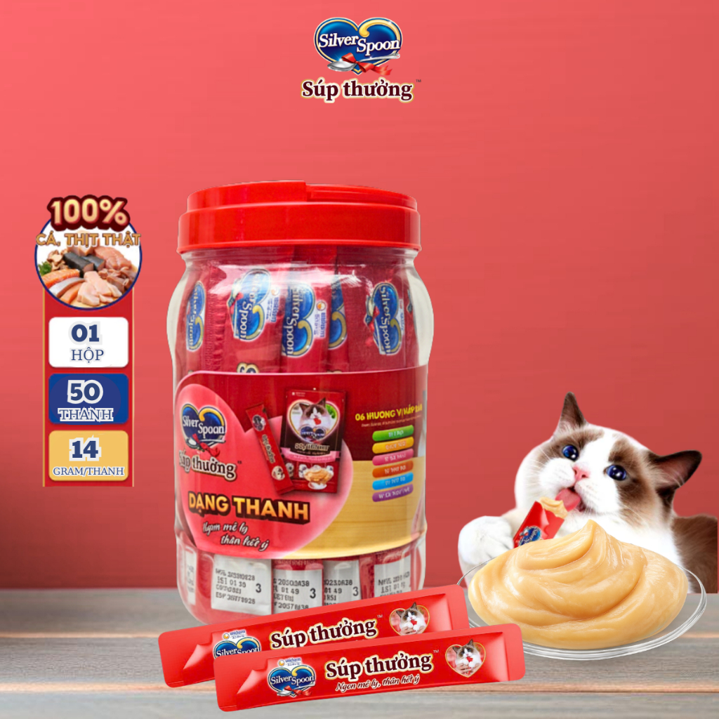 [QUÀ TẶNG] Súp Thưởng Silver Spoon Dạng Thanh Cho Mèo 56gram Gồm 6 Vị Thơm Ngon