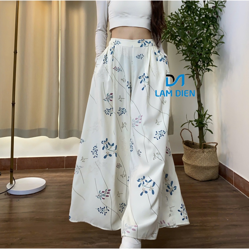 Quần Ống Rộng Nữ, Quần Hoa Nữ Mùa Hè Lụa Mềm Thoáng Mát, Quần Form Rộng Dễ Mặc LQ035