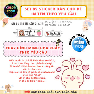 [ IN TÊN THEO YÊU CẦU] Set 85 Sticker Dán Đồ Dùng Cho Bé - MẪU KUROMI Hottrend - Colorboomshop