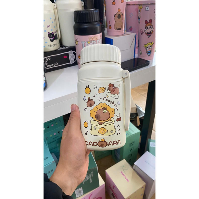 Bình giữ nhiệt Fashion Cup gấu nâu 1000ml-K kèm charm inox 316 có lưới lọc trà giữ nóng lạnh 12h