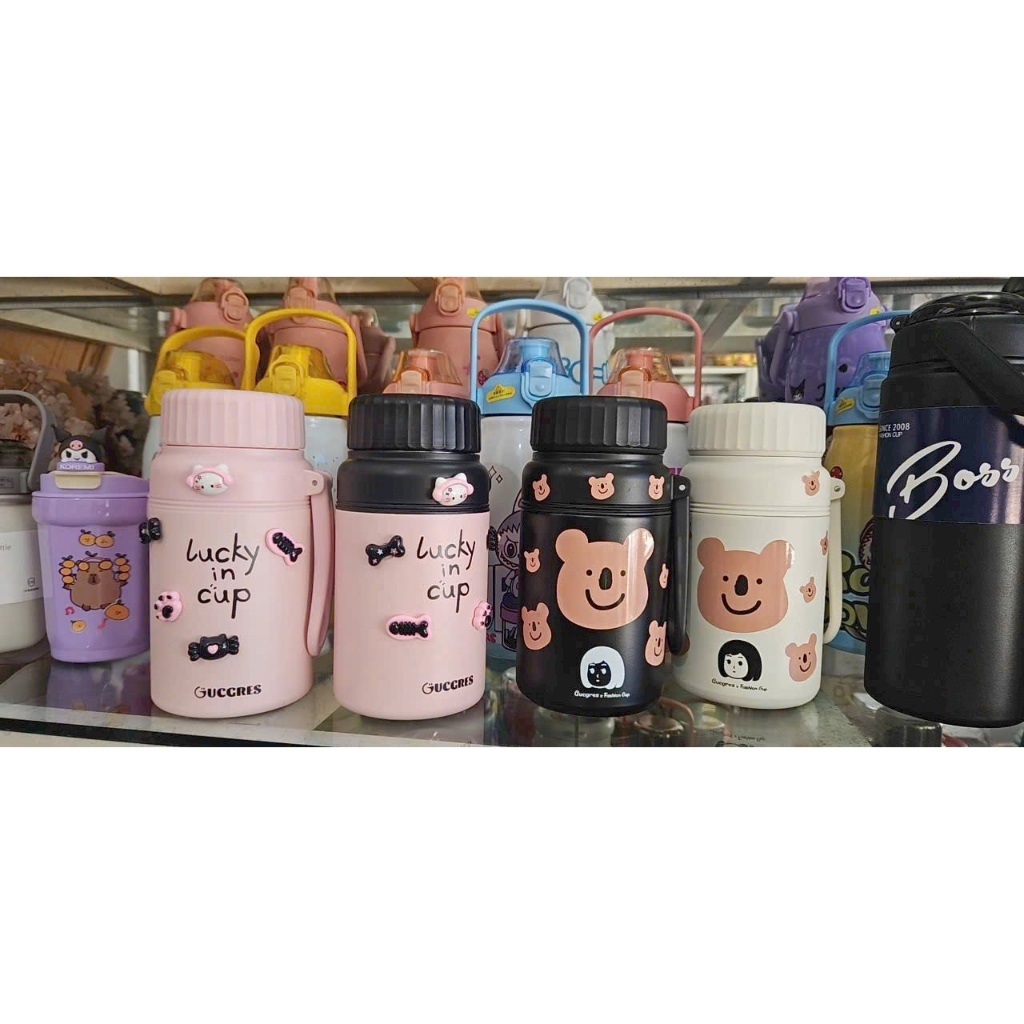 Bình giữ nhiệt Fashion Cup gấu nâu 1000ml-K kèm charm inox 316 có lưới lọc trà giữ nóng lạnh 12h