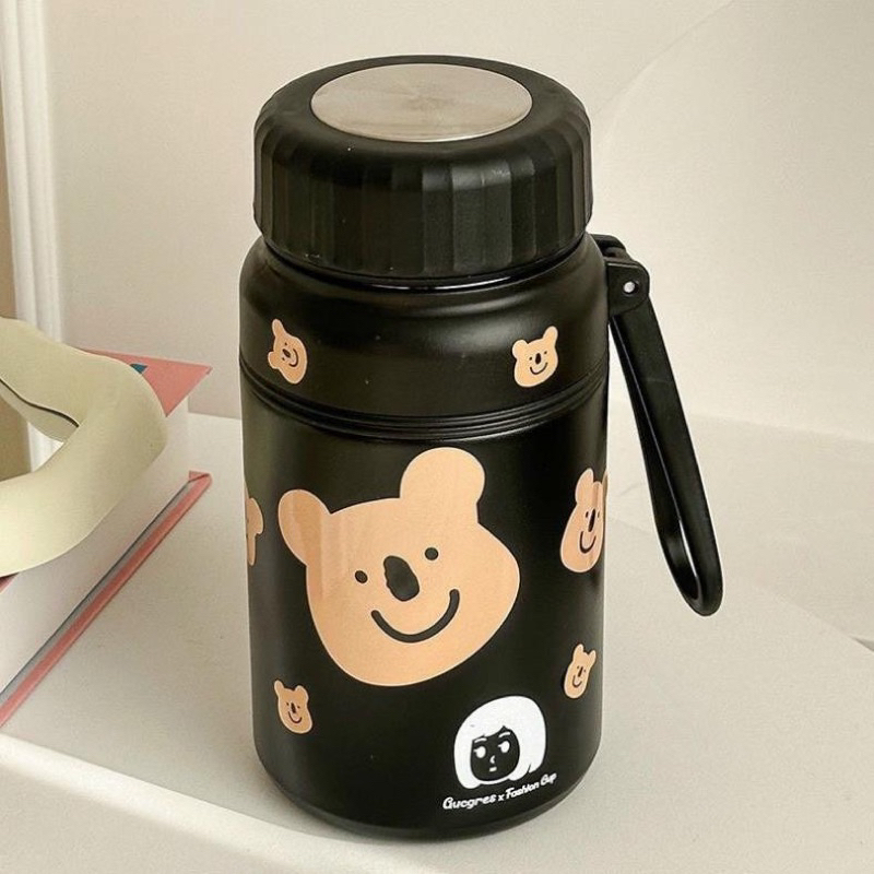 Bình giữ nhiệt Fashion Cup gấu nâu 1000ml-K kèm charm inox 316 có lưới lọc trà giữ nóng lạnh 12h