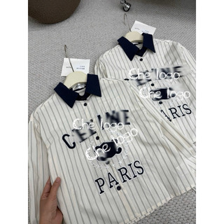 Áo sơ mi thô CL kẻ sọc cổ đen #82128