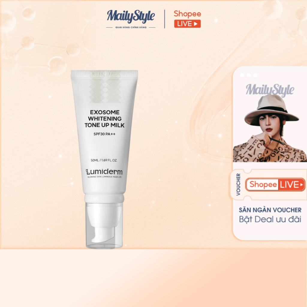 M22_ (KÈM QUÀ) Kem Nâng Tone Dạng Sữa EXOSOME Lumiderm EXO SOME WHITENING TONE UP MILK SPF 30 PA++