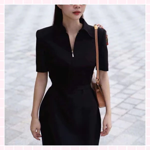Váy Cổ Khoá Cộc Tay Dáng Dài 115cm