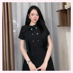 Váy Liền Cố Điệu Cộc Tay Dáng Dài 116cm.