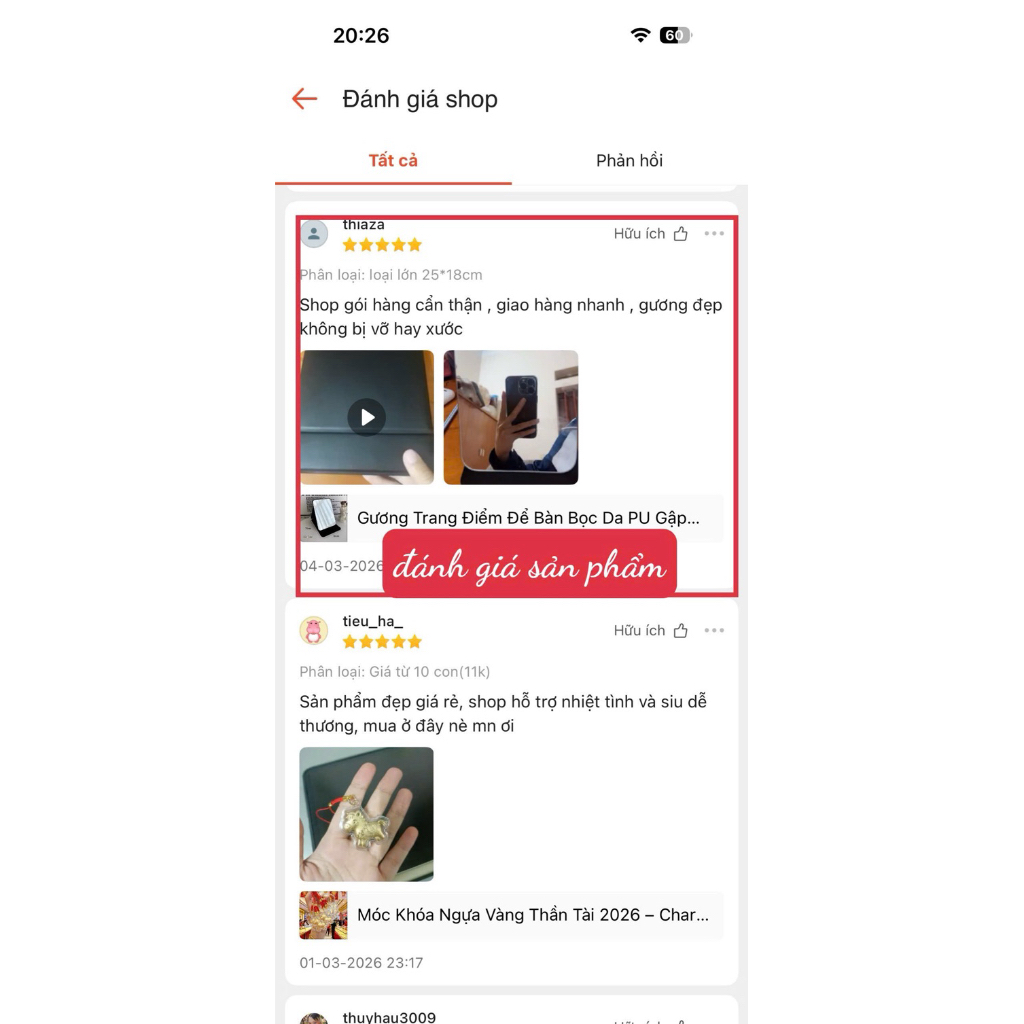 Gương Trang Điểm Để Bàn Bọc Da PU Gập Gọn Có Video Review Thực Tế