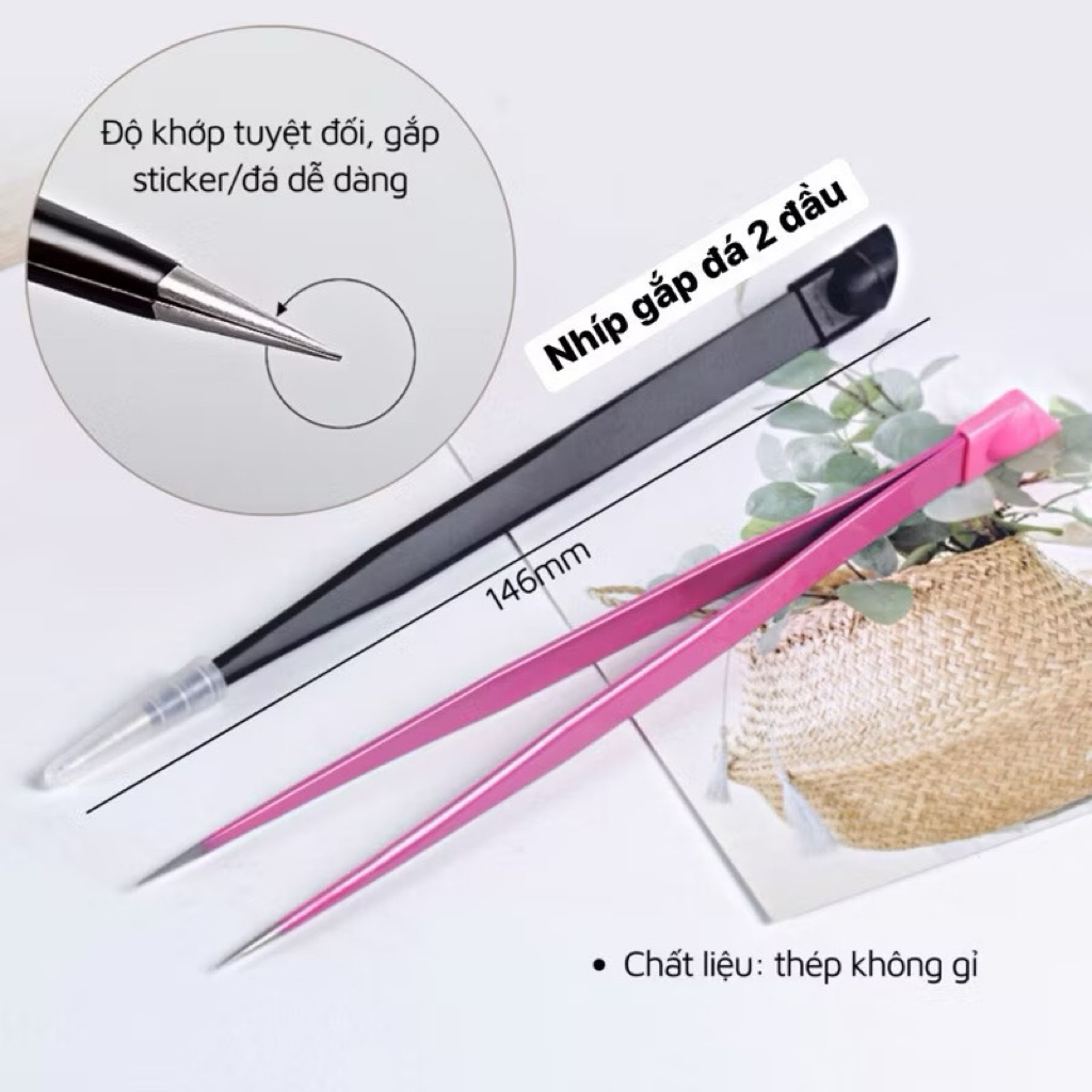 nhíp chuyên dung gắp đá , lấy dán sticker có đầu miết,màu sắc giao ngẫu nhiên