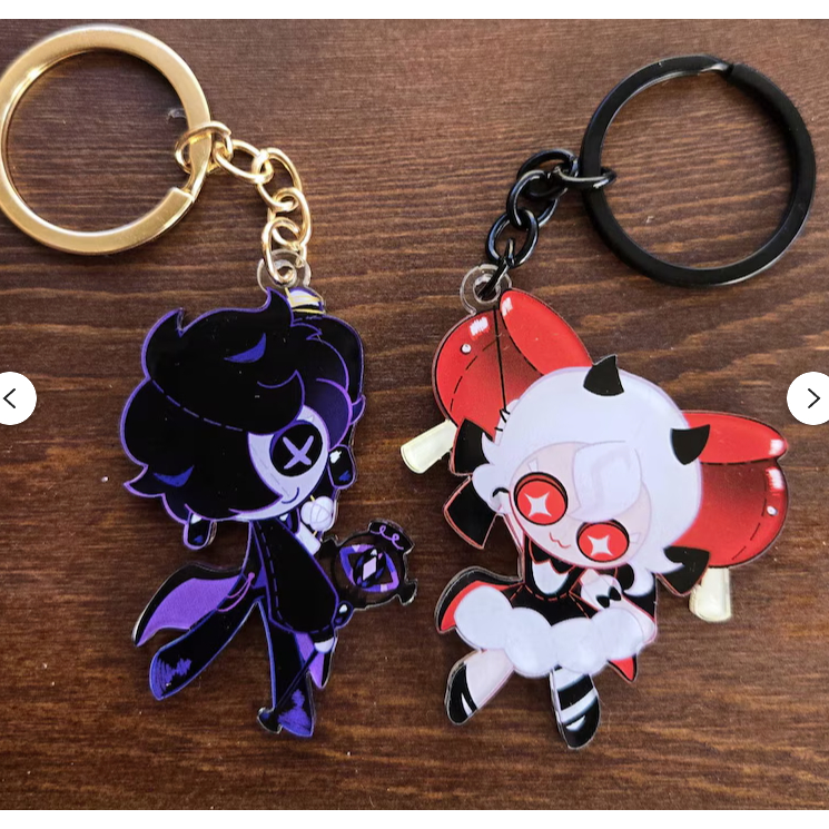 Cookie Run Keychains - Candy Apple Cookie and Black Sapphire Cookie