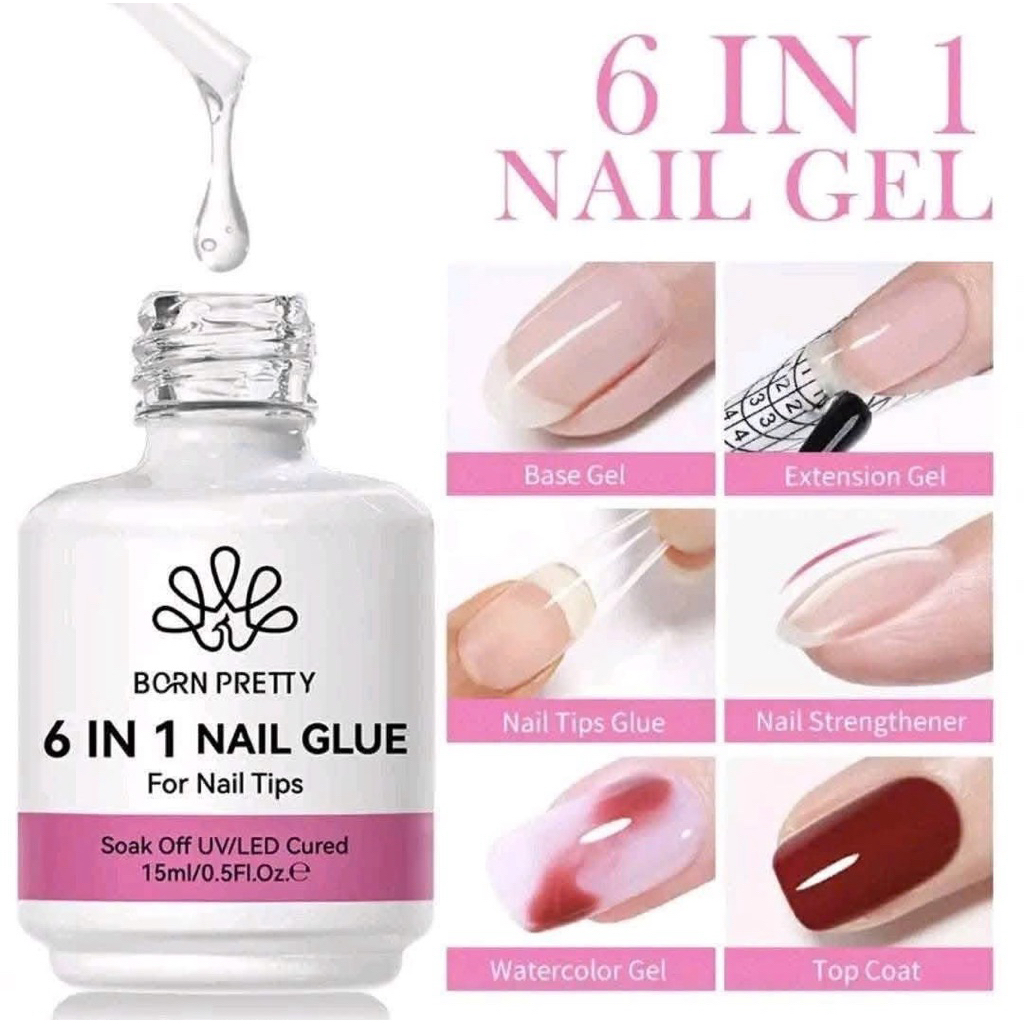 glue gel cứng móng tạo cầu Cao cấp 6 in 1