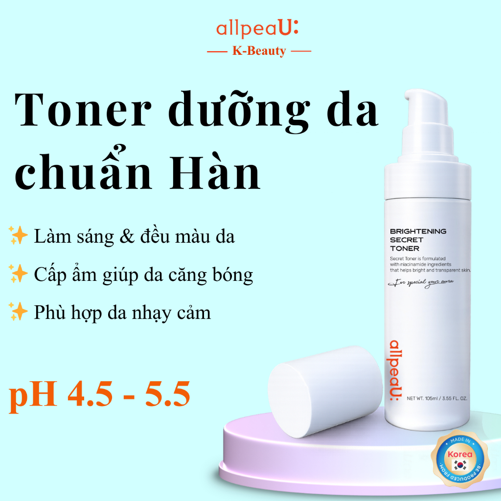 Nước Hoa Hồng allpeaU 105ml – Dưỡng Ẩm Nhanh, Da Mịn Mượt, Dịu Nhẹ, Phù Hợp Da Nhạy Cảm