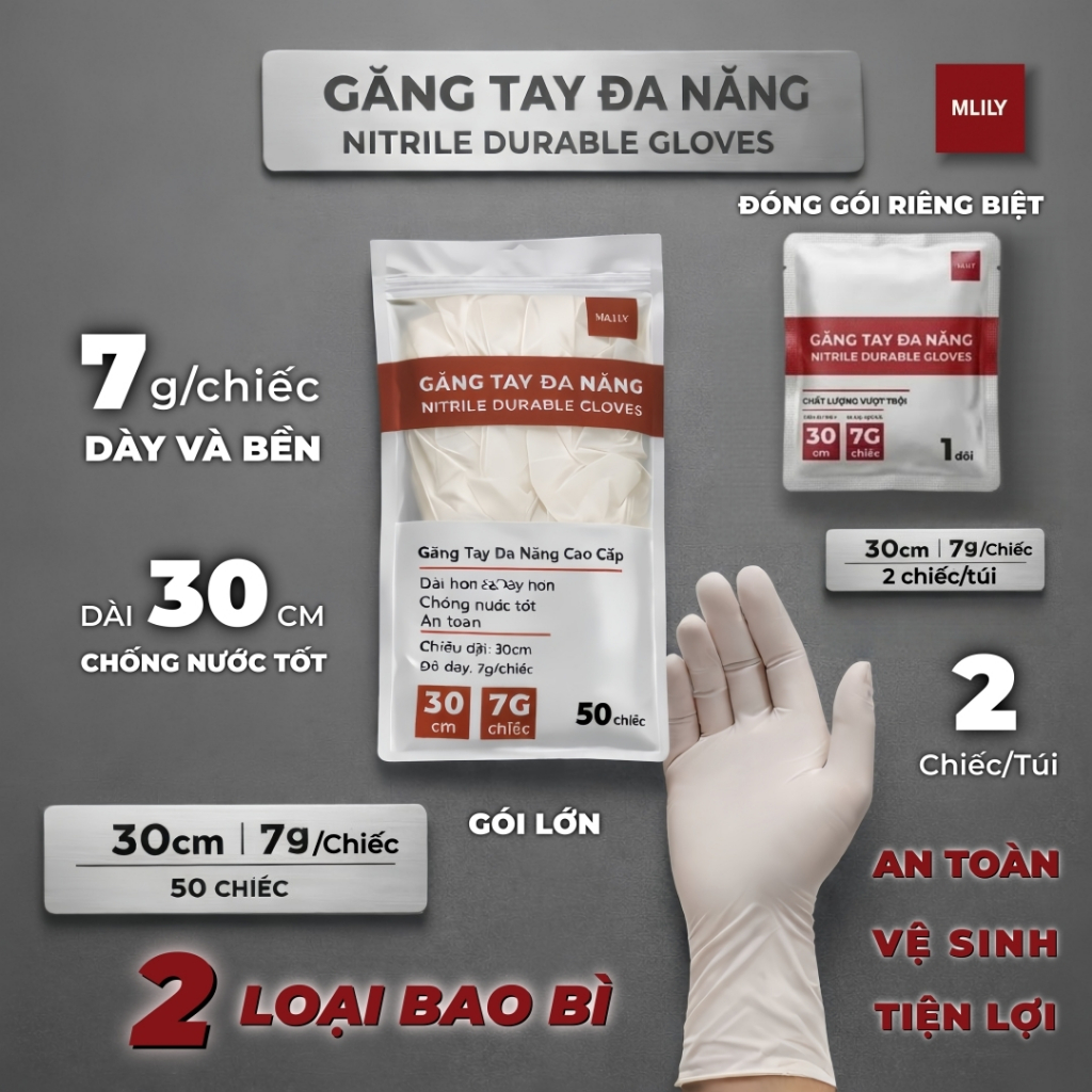Găng Tay Cao Su ĐA NĂNG Không Bột  Cao Cấp – Siêu Dày Bền, Dùng Spa, Nhà Bếp, Chế Biến Thực Phẩm