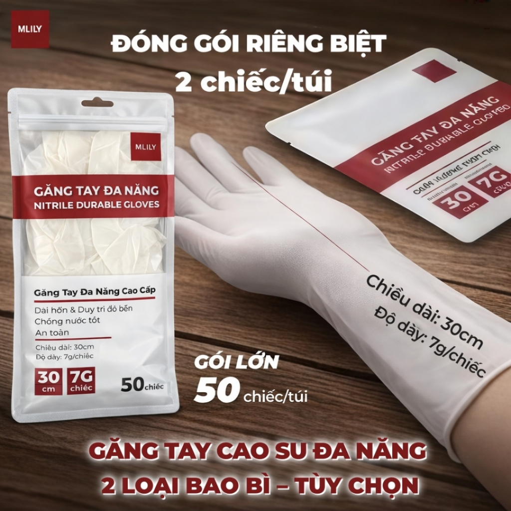 Găng Tay Cao Su ĐA NĂNG Không Bột  Cao Cấp – Siêu Dày Bền, Dùng Spa, Nhà Bếp, Chế Biến Thực Phẩm