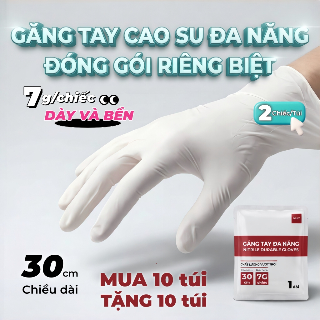 Găng Tay Cao Su ĐA NĂNG Không Bột  Cao Cấp – Siêu Dày Bền, Dùng Spa, Nhà Bếp, Chế Biến Thực Phẩm