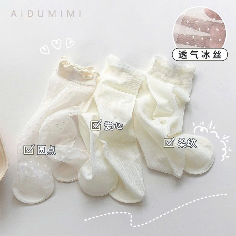 Set 10 đôi tất nữ cổ cao ren mềm mùa hè mềm mại chống nắng  kiểu dáng tiểu thư lolita