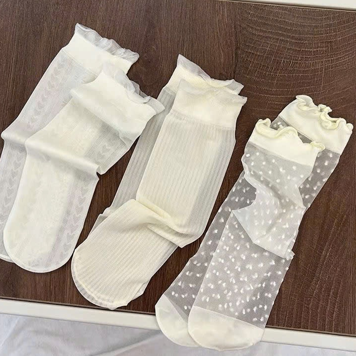 Set 10 đôi tất nữ cổ cao ren mềm mùa hè mềm mại chống nắng  kiểu dáng tiểu thư lolita