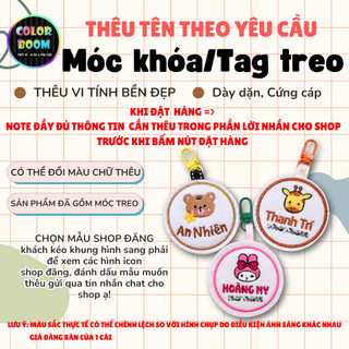Móc Khoá/Tag treo Thêu Tên Theo Yêu Cầu - Hình tròn- Size 7cm -ColorBoomShop