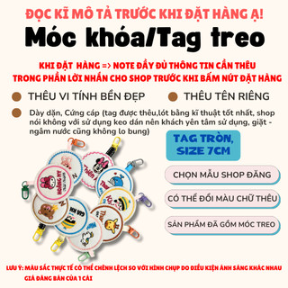 Móc Khoá/Tag treo Thêu Tên Theo Yêu Cầu - Hình tròn- Size 7cm -ColorBoomShop
