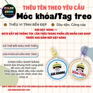 Móc Khoá/Tag treo Thêu Tên Theo Yêu Cầu - Hình tròn- Size 7cm -ColorBoomShop