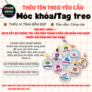 Móc Khoá/Tag treo Thêu Tên Theo Yêu Cầu - Hình tròn- Size 7cm -ColorBoomShop