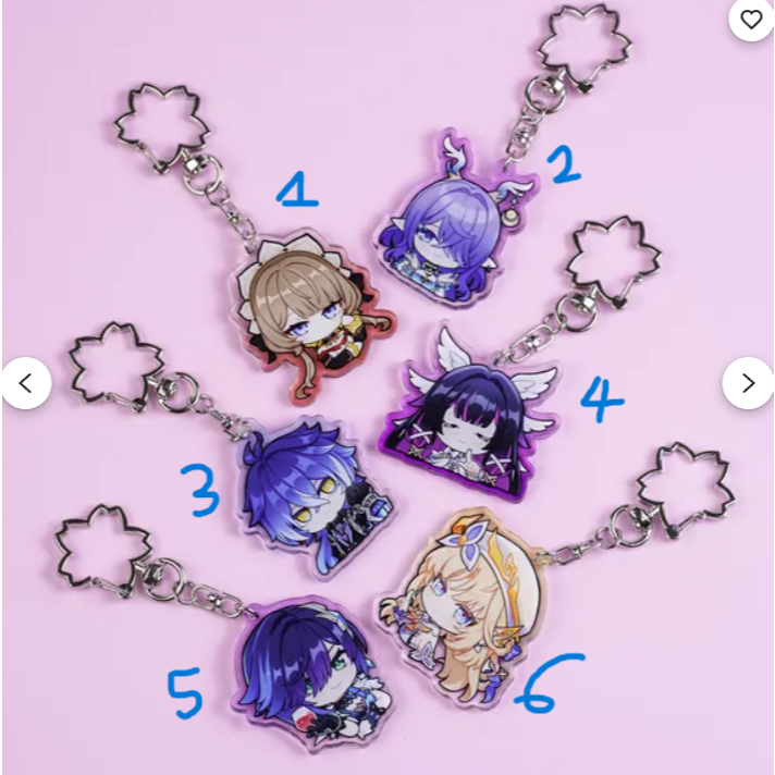 Genshin Impact Acrylic Keychains - Sandrone, Lauma, NicoleReeyn, Columbina, Flins, Yelan Acrylic Keychain Set for Bags &