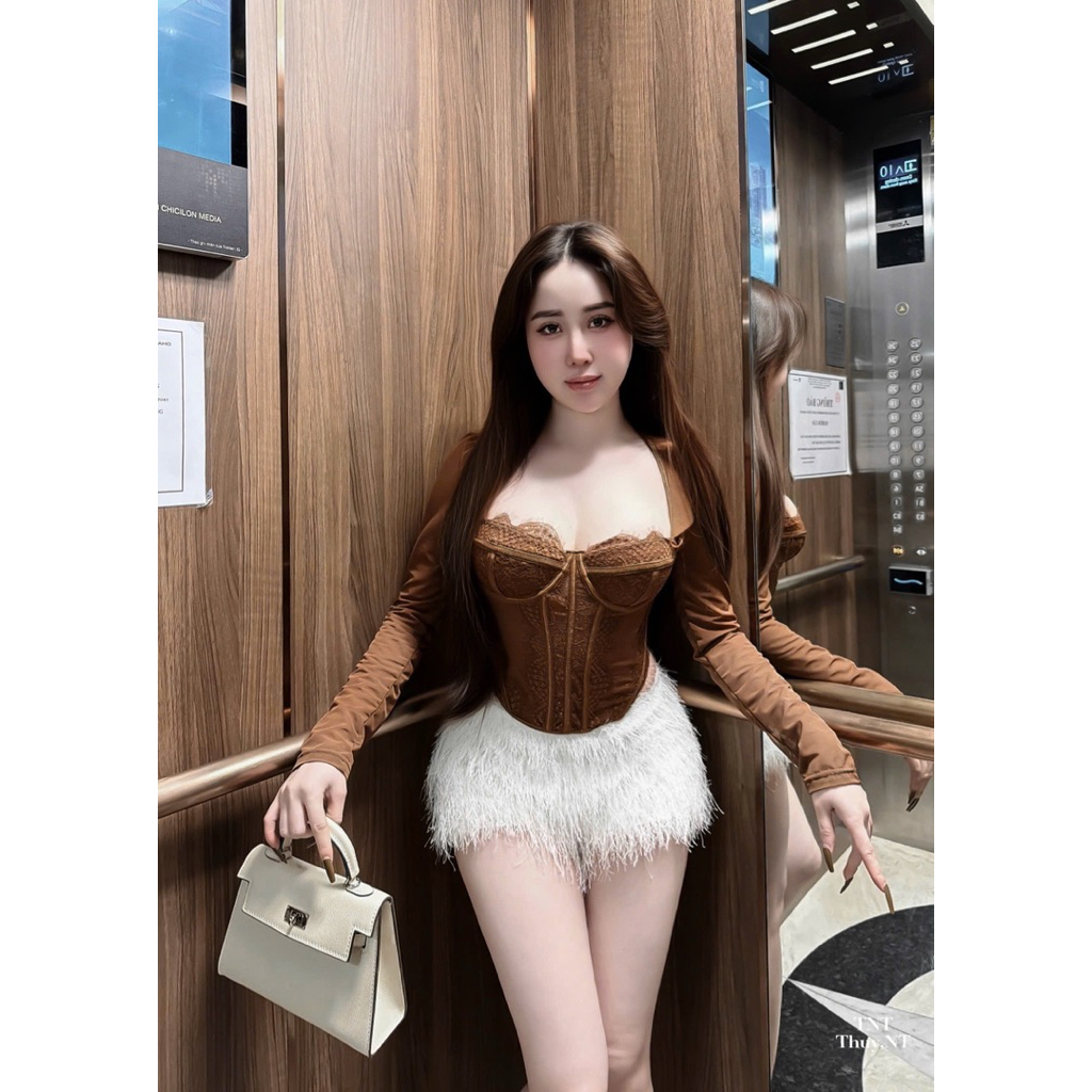 Áo cúp ngực ren phối tay lưới