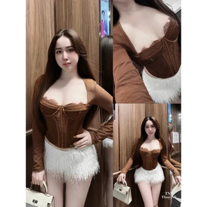Áo cúp ngực ren phối tay lưới