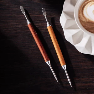 Bút vẽ latte art cán gỗ - Dụng cụ barista ( gỗ óc chó hàng loại I )