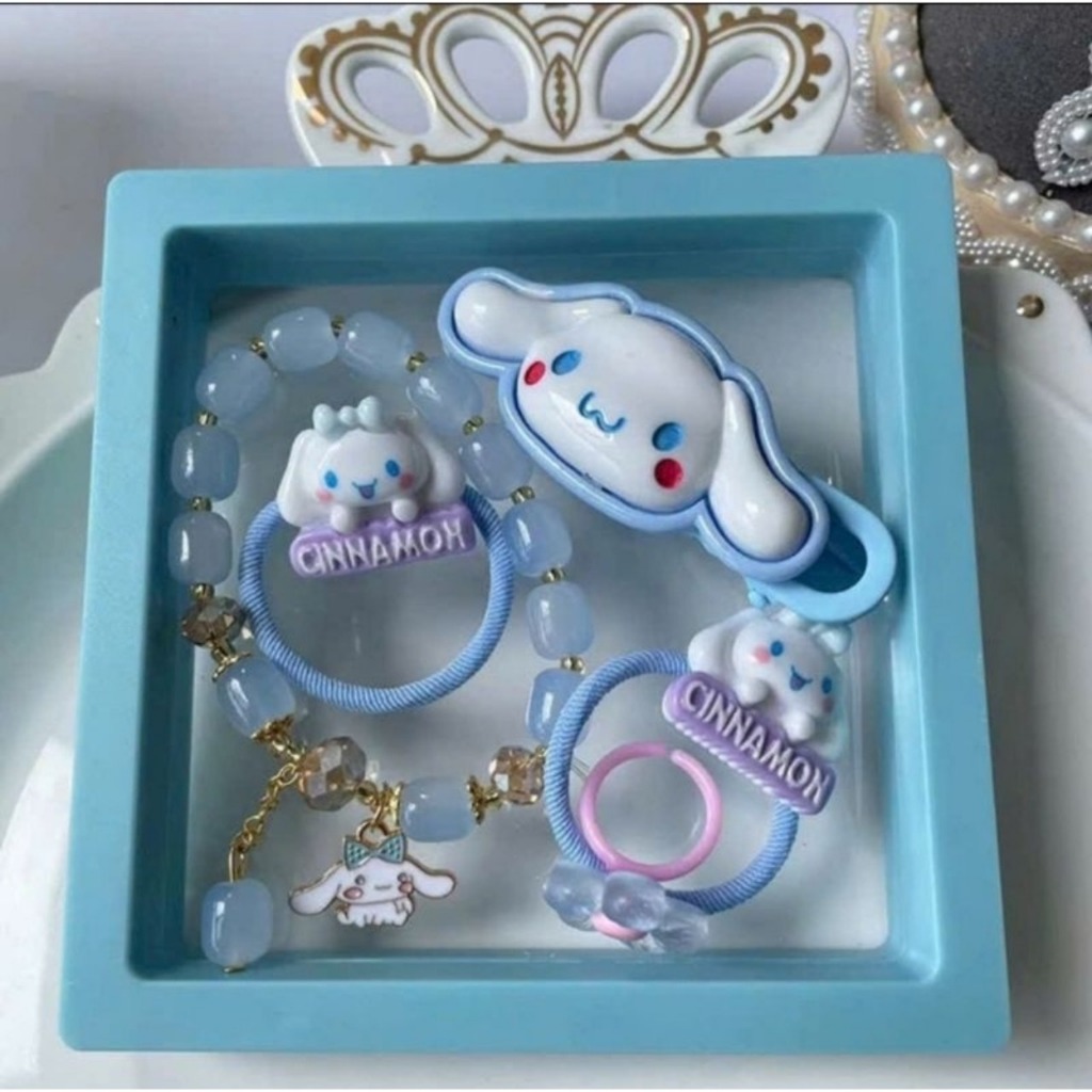 Set Kẹp Tóc Cho Bé 5 Món – Kẹp Tóc + Dây Buộc Tóc + Vòng Tay Họa Tiết Hoạt Hình Đáng Yêu