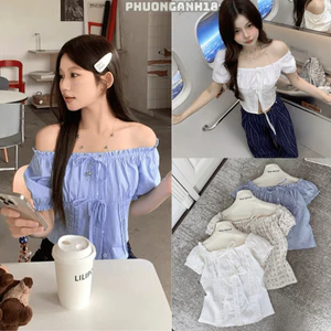 Áo trễ vai buộc nơ kiểu dáng trẻ trung năng động 2527 A098