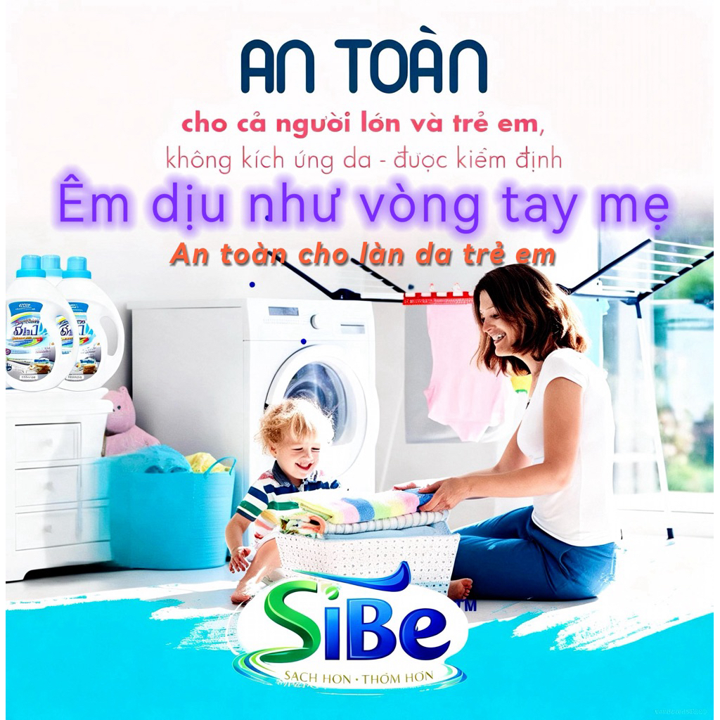 NƯỚC GIẶT XẢ SiBE 5in1 hàng chính hãng trắng sạch đồng hành cùng mọi nhà