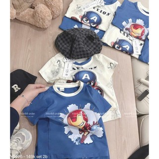 Bộ Bé Trai Cotton Co Giãn 4 Chiều Hình Siêu Anh Hùng – Đồ Hè Thoáng Mát Cho Bé 9–26kg