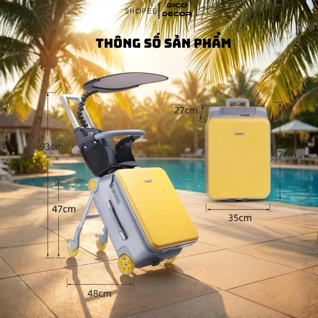 Vali Kéo Kiêm Xe Đẩy Cho Bé có thể tách rời chịu lực tới 80kg – Vali Du Lịch Kiêm Xe Đẩy 2 Trong 1 Siêu Tiện Ích