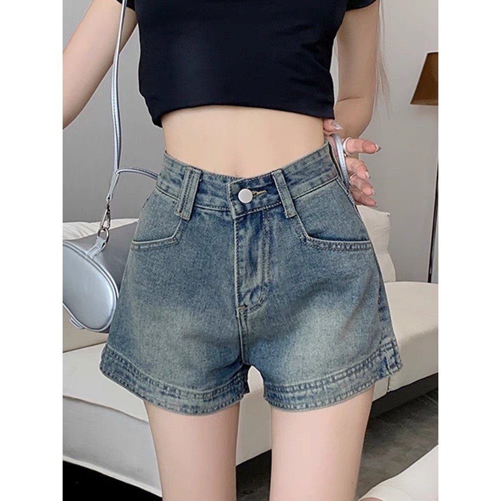 Quần short jeans mềm nữ to gấu lưng cao basic Joolate - quần sooc jean nữ cạp cao