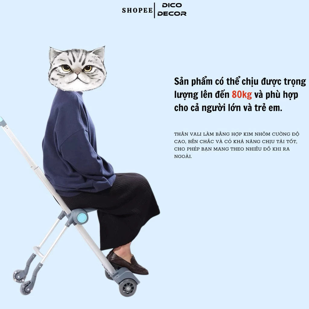 Vali Kéo Kiêm Xe Đẩy Cho Bé có thể tách rời chịu lực tới 80kg – Vali Du Lịch Kiêm Xe Đẩy 2 Trong 1 Siêu Tiện Ích