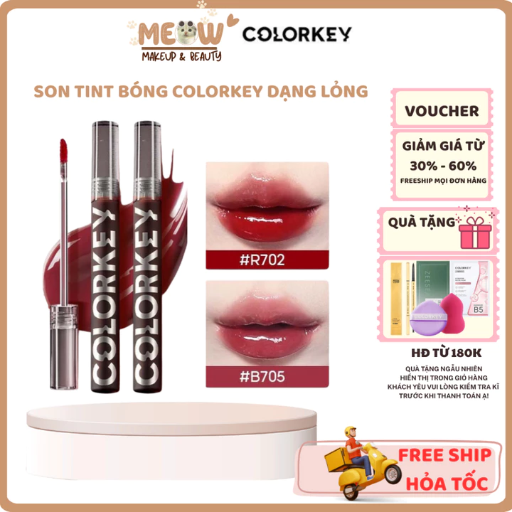 SON TINT GƯƠNG BÓNG COLORKEY AIRY LIP MIRROR SERIES BÓNG MƯỢT, LÂU TRÔI, DƯỠNG MÔI CĂNG MỌNG | MEOW MAKEUP
