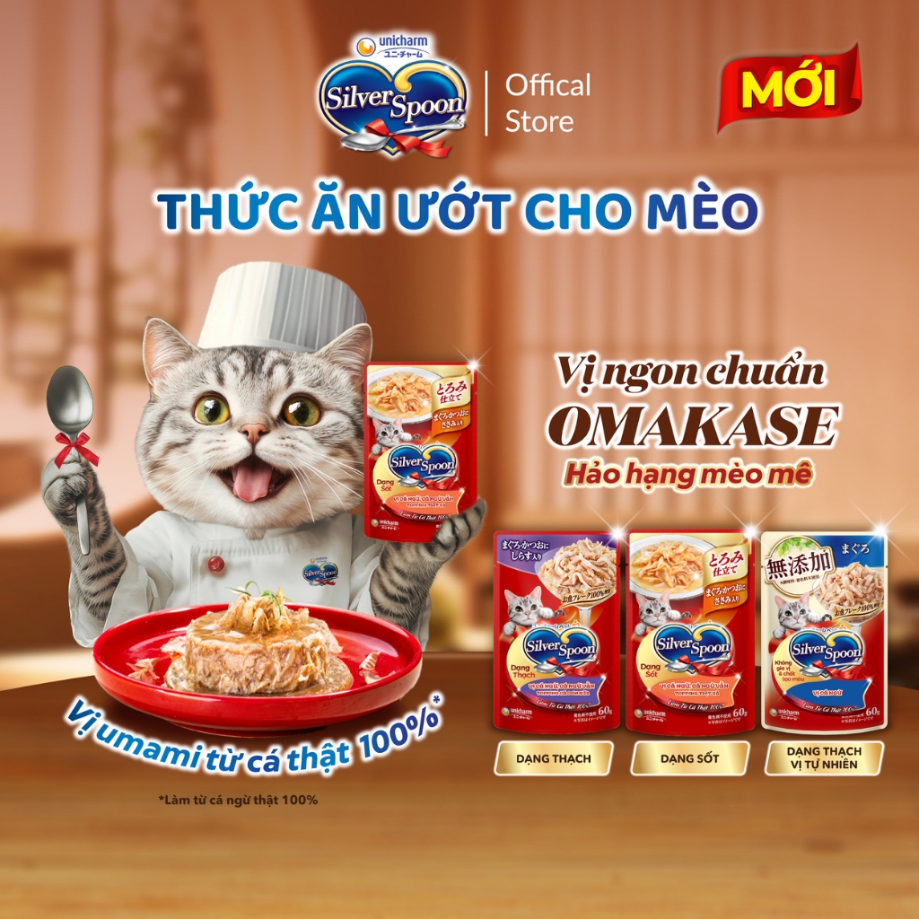 [QUÀ TẶNG] Pate Cho Mèo Silver Spoon Gói 60g Dạng Thạch Và Sốt Cung Cấp Protein