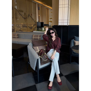 Quần Suông Jeans Ống Đứng Viền Chỉ Thêu Túi QC