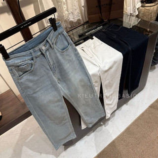 Quần Suông Jeans Ống Đứng Viền Chỉ Thêu Túi QC