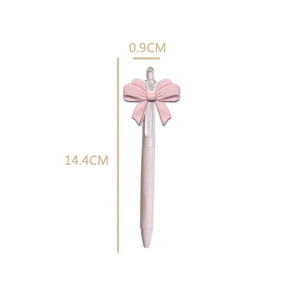 (1  bút 4 ruột) Bút Bi Nơ Hồng Dễ Thương – Bút Mực Đen 0.5mm Dạng Nhấn, Bút Viết Học Sinh Phong Cách Hàn Quốc
