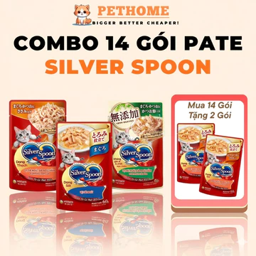 [Combo 14] Pate Mèo Silver Spoon Gói 60gram, Pate Unicharm Cho Mèo Bổ Sung Đầy Đủ Dinh Dưỡng Bù Nước