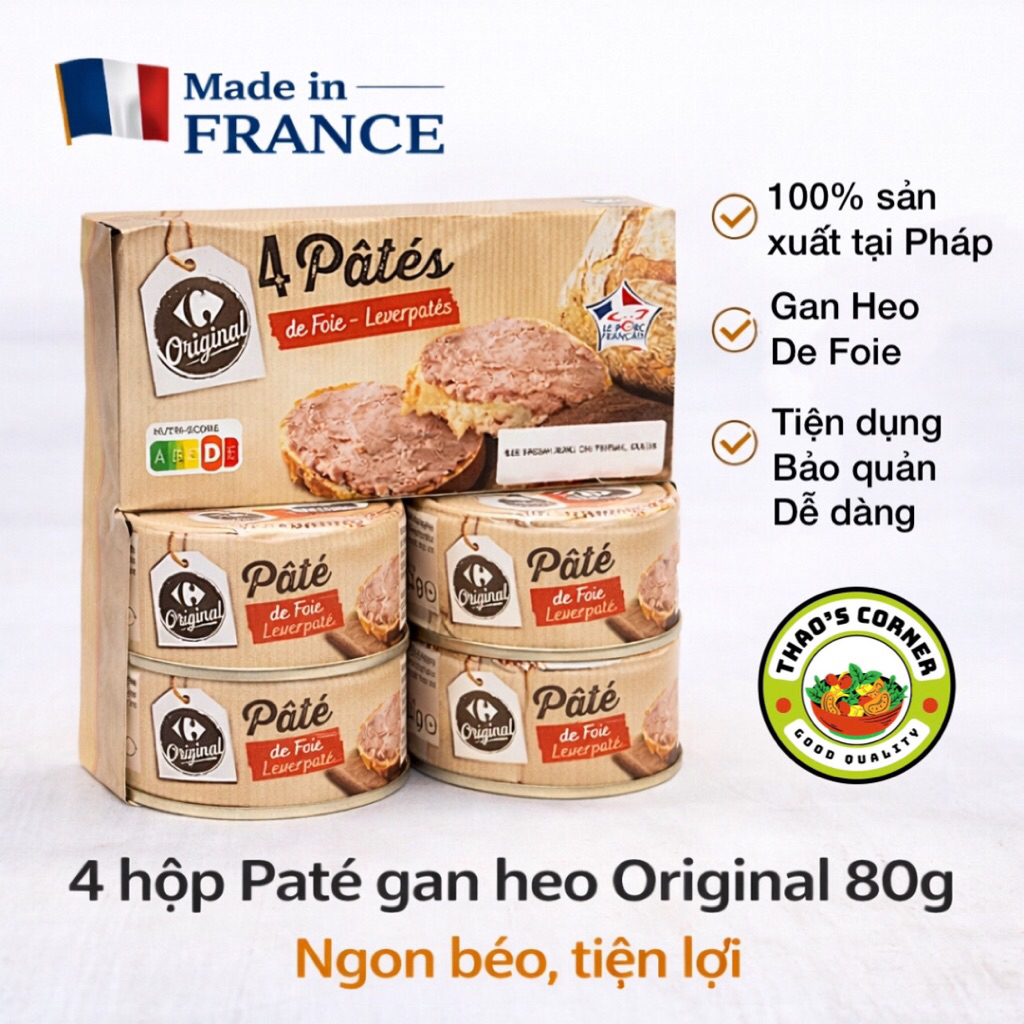 Pate Foie Gan Heo [Lốc 4 hộp*80g] Leverpatés Original - Pháp